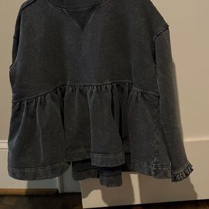 Free People Charcoal Ruffle Sweatshirt